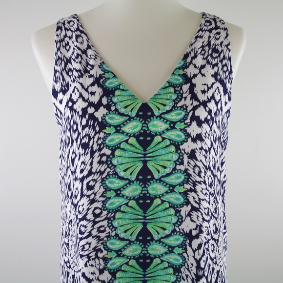 Lilly Pulitzer Florin Sleeveless V-Neck Dress Bright Navy Pineapple Party S NWT - Picture 3 of 6